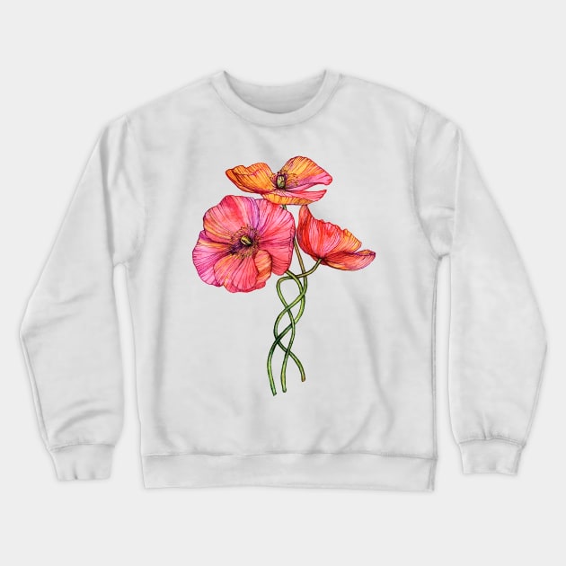 Peach & Pink Poppy Tangle Crewneck Sweatshirt by micklyn